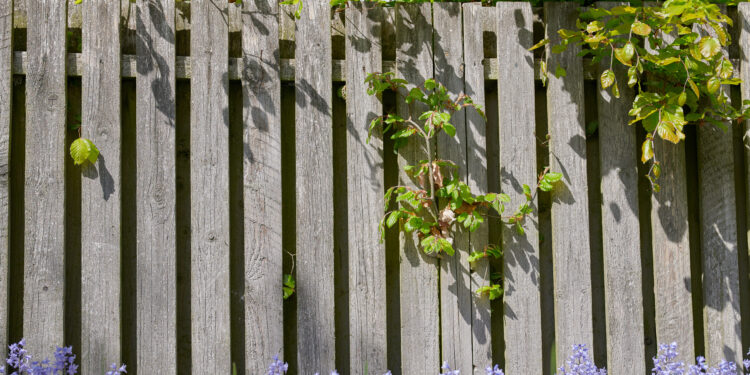 Metal garden fence panels installed along a residential boundary in a UK garden