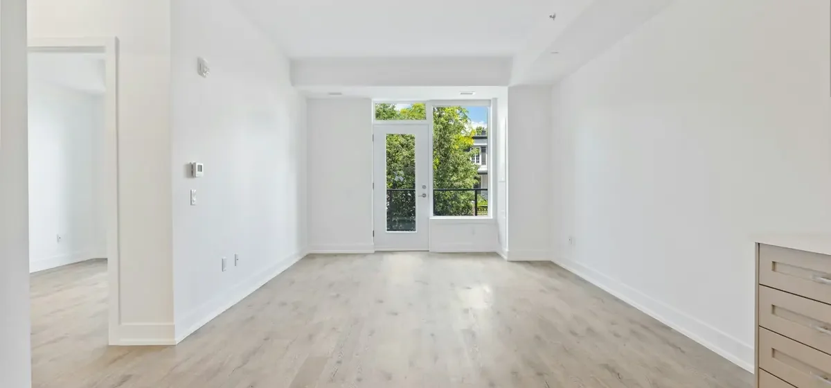 Freshly painted white wall and panelled door