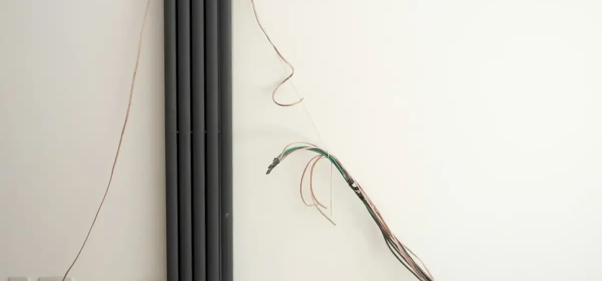 A radiator fitted to a white wall during a renovation